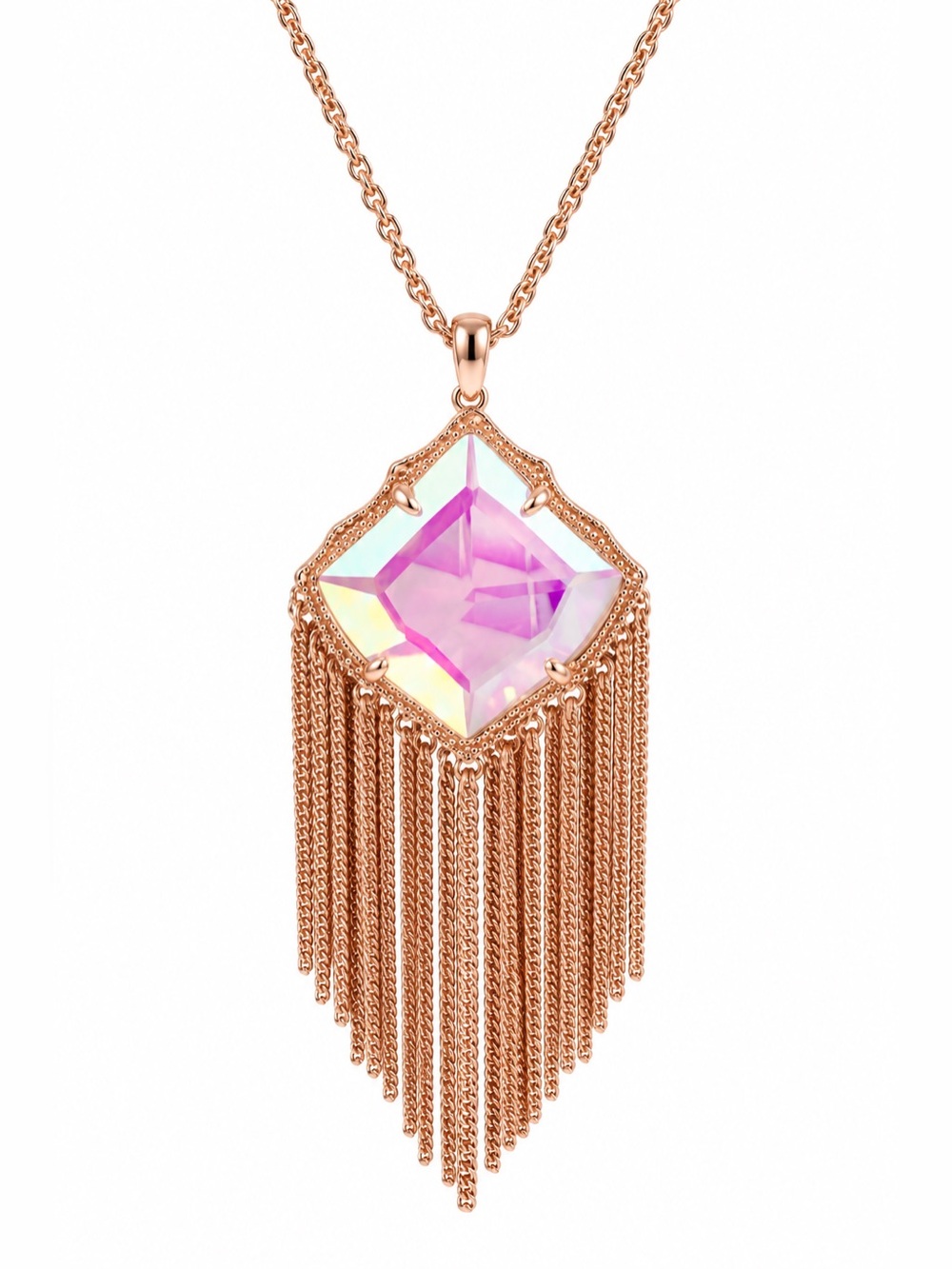 Kendra Scott Dichroic Glass Rose Gold Kingston Necklace